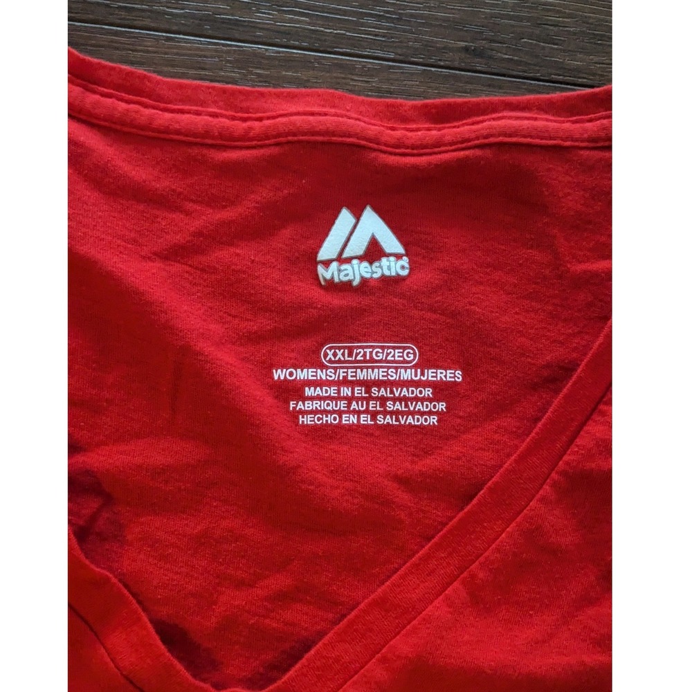 Atlanta Braves Womens Red V Neck T Shirt Top Size 2xl - Picture 2 of 2